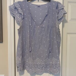 Embroidered Blue Women's Top